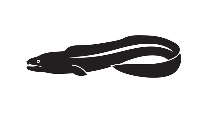 Black moray eel swimming in water a marine animal known for its snake like body and sharp teeth vector.