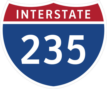 I-235 Interstate 235 Highway System Design Sign Clipart Icon Transparent Background.