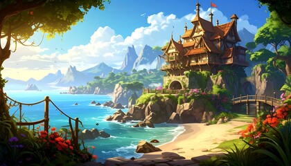 Obraz premium Coastal fantasy manor