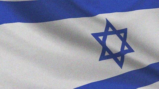 4 K UHD ISRAEL FLAG WAWE WHITE AND LEFTRIGHT NOISE