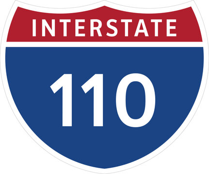 I-110, Interstate 110 Highway System Design Sign Clipart Icon Transparent Background.