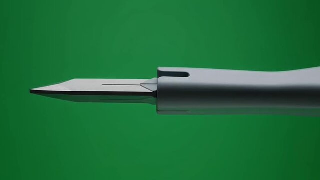 Scalpel blade with handle closeup.