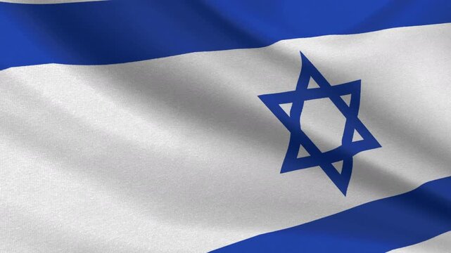 4 K UHD ISRAEL FLAG WAWE WHITE AND LEFTRIGHT