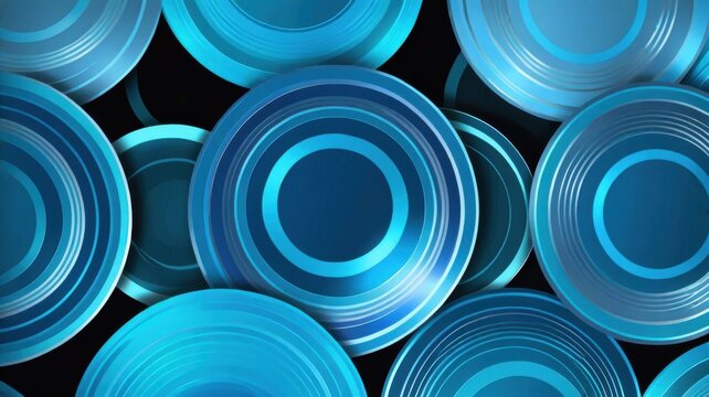 Sci Fi Interface Layout Background Built From Concentric Blue Metallic Rings