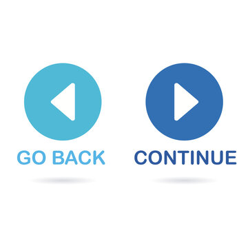 Go back and continue navigation icons. Modern design for web apps.