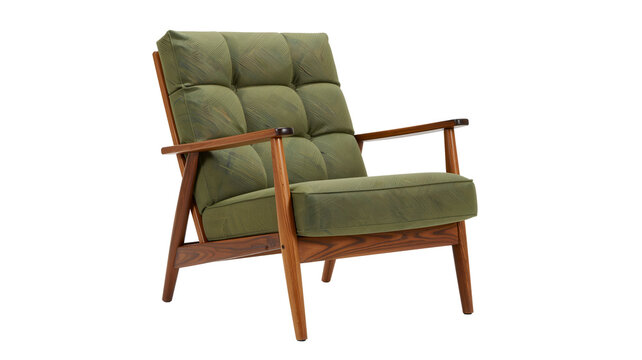 Retro Clean Studio Chair with Wooden Frame and Green Upholstery