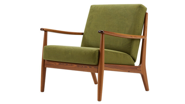 Retro Green Armchair in Clean Studio Setting with Natural Lighting