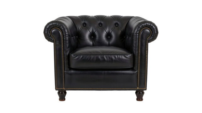 Retro Black Leather Armchair in Clean Studio Background