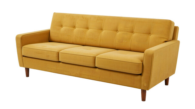 Vintage Clean Styled Yellow Sofa in Modern Contemporary Studio Space