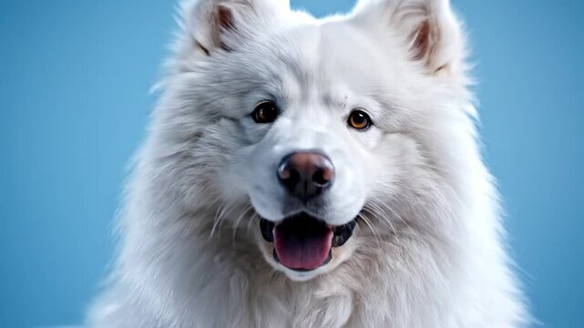 Portrait of a happy white dog.
