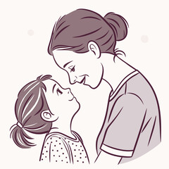 Mother and daughter looking at each other eyes.