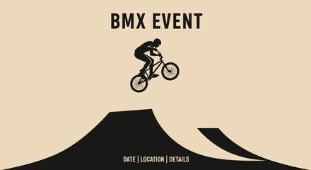 Naklejka premium Stylish BMX Event Graphic Design Demonstrating Skillful Extreme Cycling Performance
