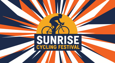 Fototapeta premium Sunrise Cycling Festival Graphic Design Vibrant Sport Event Banner