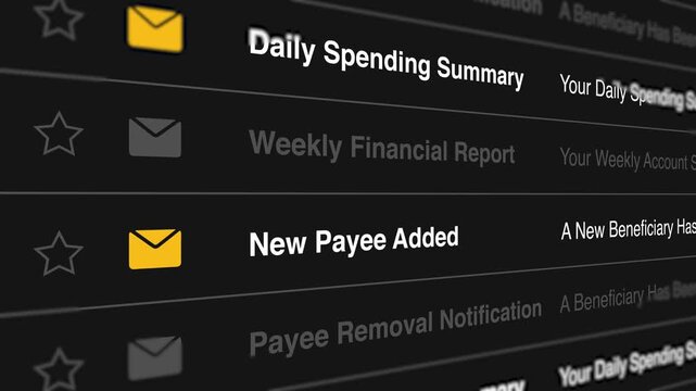 A video showcasing a daily spending summary on a computer screen with financial reports and notifications