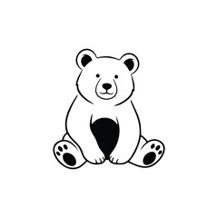 Obraz premium Cute cartoon bear illustration simple line art.
