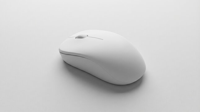 Modern white wireless computer mouse on a clean surface