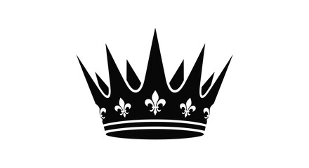 A black silhouette of a regal crown with fleur de lis details © Tm Studio