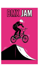 Naklejka premium Thrilling BMX Action: Captivating Illustration of a Rider Performing an Airborne Stunt Displaying