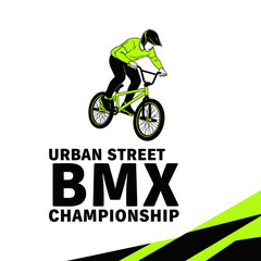 Naklejka premium Thrilling BMX Action: Capturing the Energy of Urban Street Championship on Display