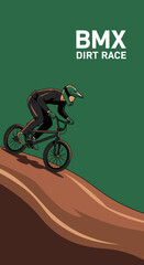 Fototapeta premium Thrilling BMX Dirt Race Action Depicted: An Artistic Illustration of Extreme Sports