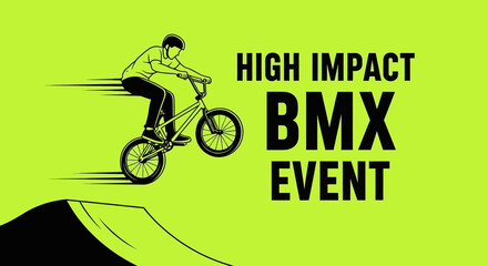 Fototapeta premium Thrilling BMX Event Depicting High-Impact Action and Stunt Performance on the Green Backdrop