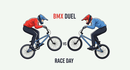 Fototapeta premium Thrilling BMX Duel Competition Captures the Excitement of Race Day