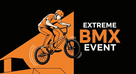 Fototapeta premium Thrilling BMX Event Depicts Extreme Sport Action and Breathtaking Stunt Performance