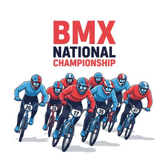 Naklejka premium Thrilling BMX National Championship: A Dynamic Illustration of Bicycle Racing Competition