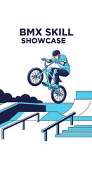 Naklejka premium Thrilling BMX Stunt Performed During a Dynamic Showcase of Cycling Prowess and Agility