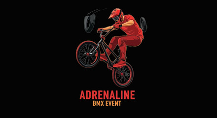 Naklejka premium Thrilling BMX Stunt Rider Performing An Impressive Wheelie