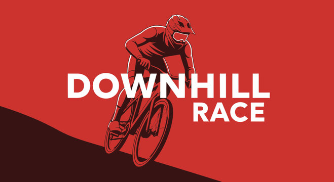 Thrilling Downhill Mountain Bike Race Competition Extreme Sport Action
