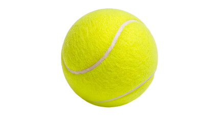 Bright yellow tennis ball isolated on transparent background
