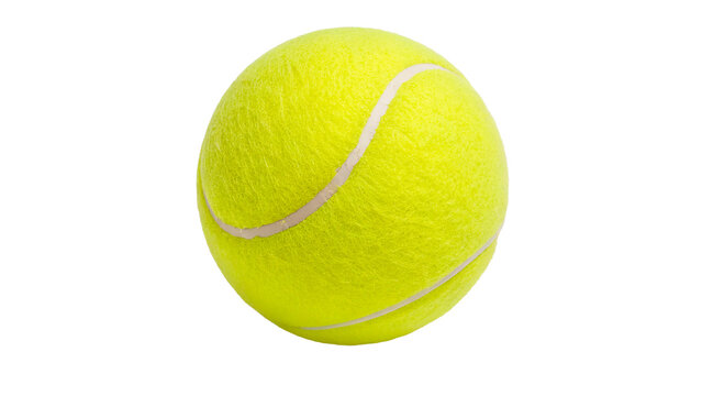 Bright yellow tennis ball isolated on transparent background