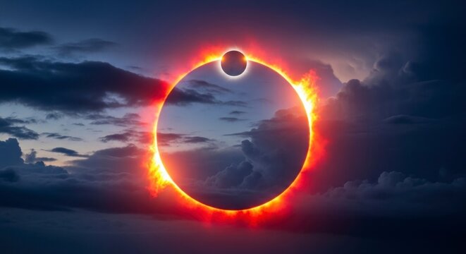 Mystical Double Eclipse Featuring a Fiery Corona and a Second Transiting Moon.