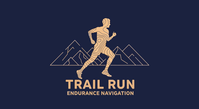 Trail Running Silhouette: An Endurance Sports Design For Outdoor Activities And Adventures