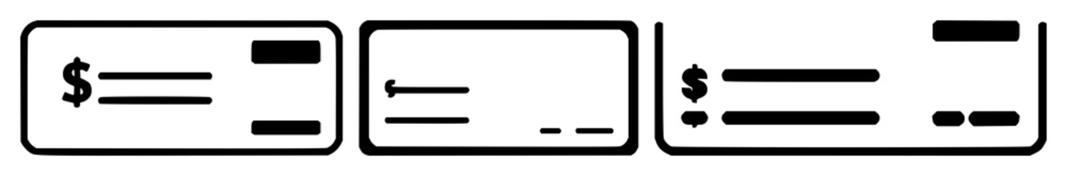 Payroll salary check icon set with solid black icon on white background featuring payroll, salary, check with black icon and white background