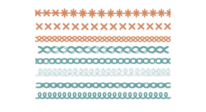 Collection of colorful embroidery stitch patterns and decorative border designs