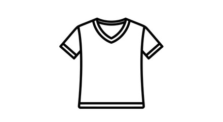 Fototapeta premium A simple black and white line drawing depicts a classic v neck t shirt isolated on a white background silhouette high quality professional detailed