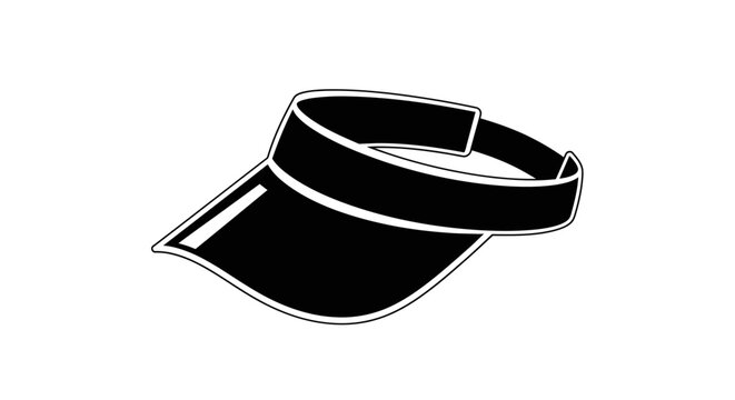 A stark black and white depiction of a visor slightly angled against a plain white background presenting a bold silhouette high quality professional detailed