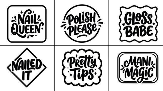 Hand lettering nail queen polish please gloss babe mani magic nail art phrases
