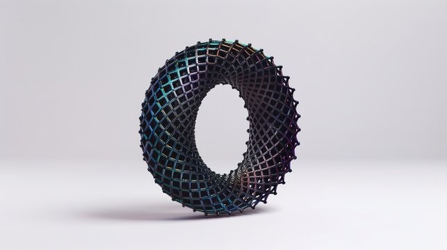 Multicolored, Geometric Ring with Reflective Surface