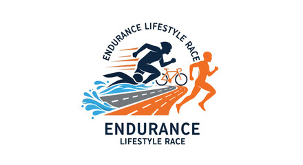 Fototapeta premium Trio Sport Event Depicting Swim Bike Run Competition With Dynamic Silhouettes Design