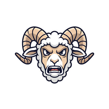 Aggressive ram head mascot vector illustration.