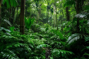 Obraz premium Explore deep jungles of Southeast Asia in August during the lush season with rich plant life and thick greenery
