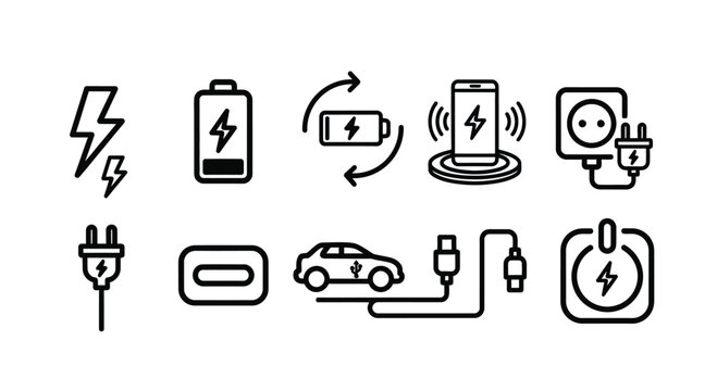 Various household items and appliances illustrated in black and white line drawings Vector