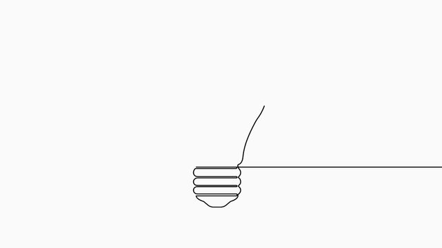 Light bulb continuous single line animation glowing idea concept minimalist style smooth 4k video
