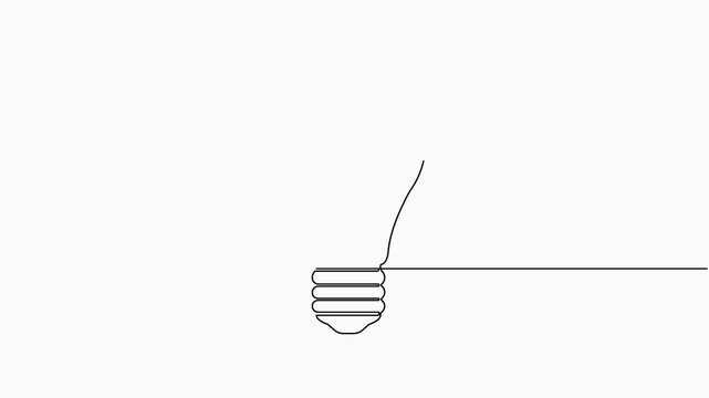 Light bulb continuous single line animation glowing idea concept minimalist style smooth 4k video
