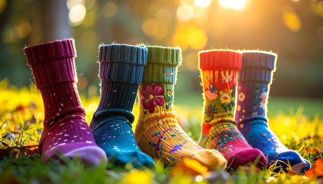Colorful socks in sun