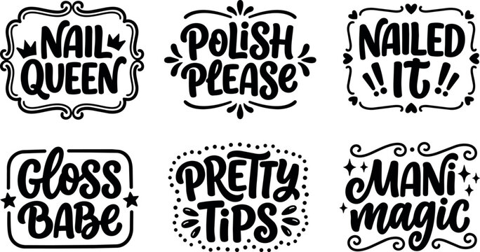 Hand lettering nail queen polish please gloss babe pretty tips mani magic phrases