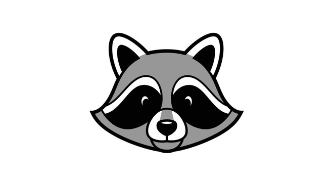 Cute cartoon raccoon face illustration.